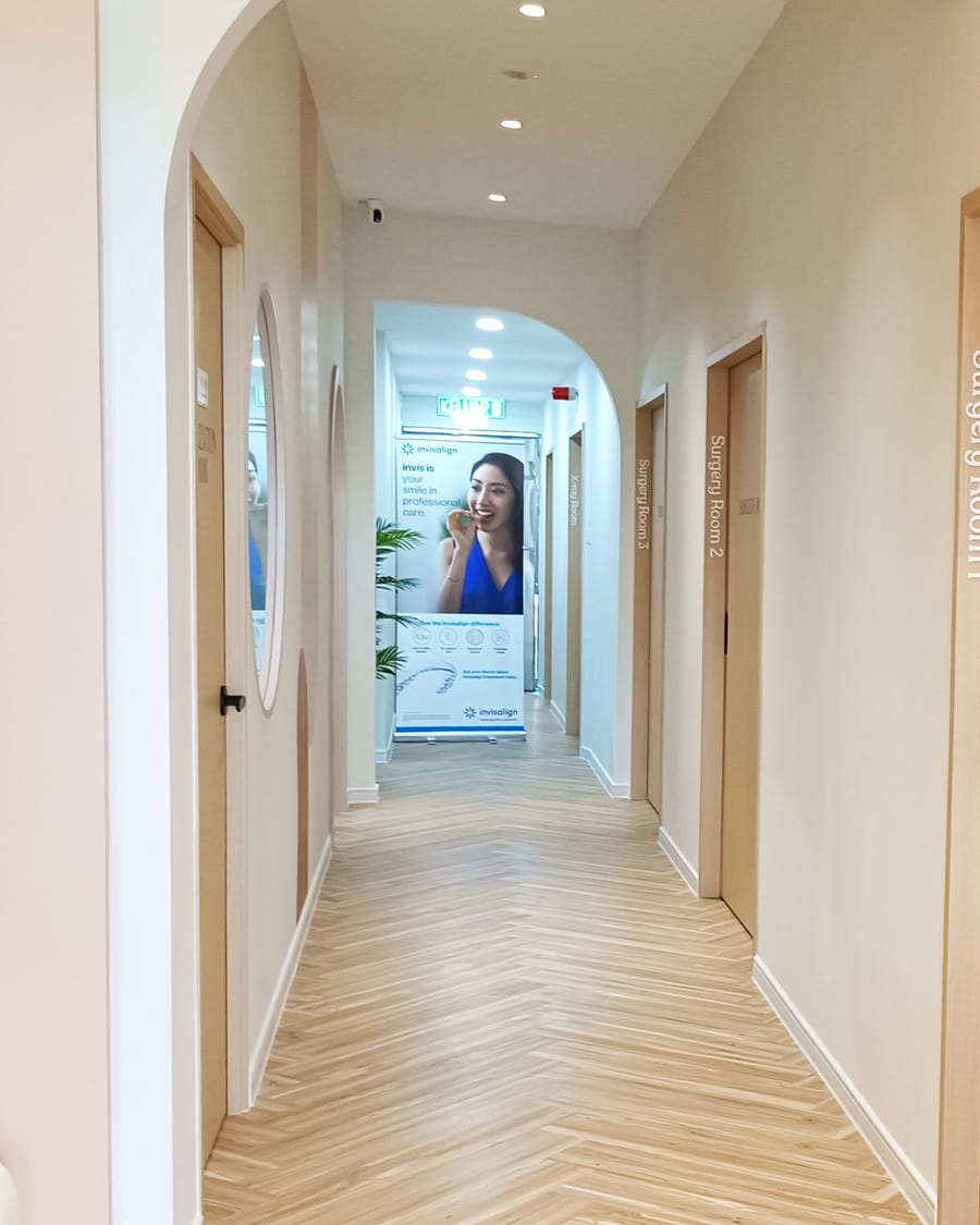Hallway leading to the surgery rooms at Alpha Dental, Sutera Utama, Skudai