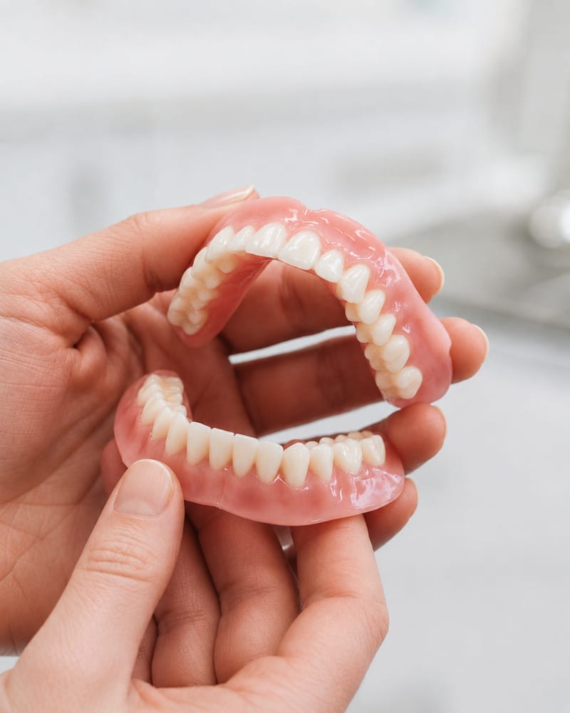 Dental technician mixing impression material used to custom-fit a denture at Alpha Dental, Sutera Utama